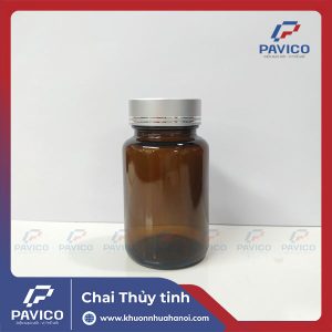 Chai thuy tinh 100CC 36mm nap nhua bac 2 line